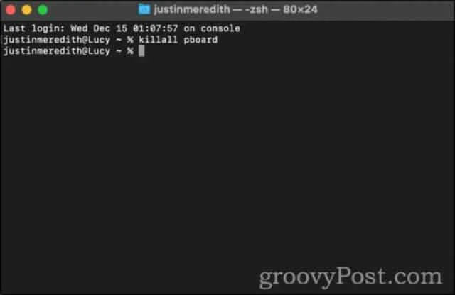 Restart Your Pasteboard Server Using the Terminal